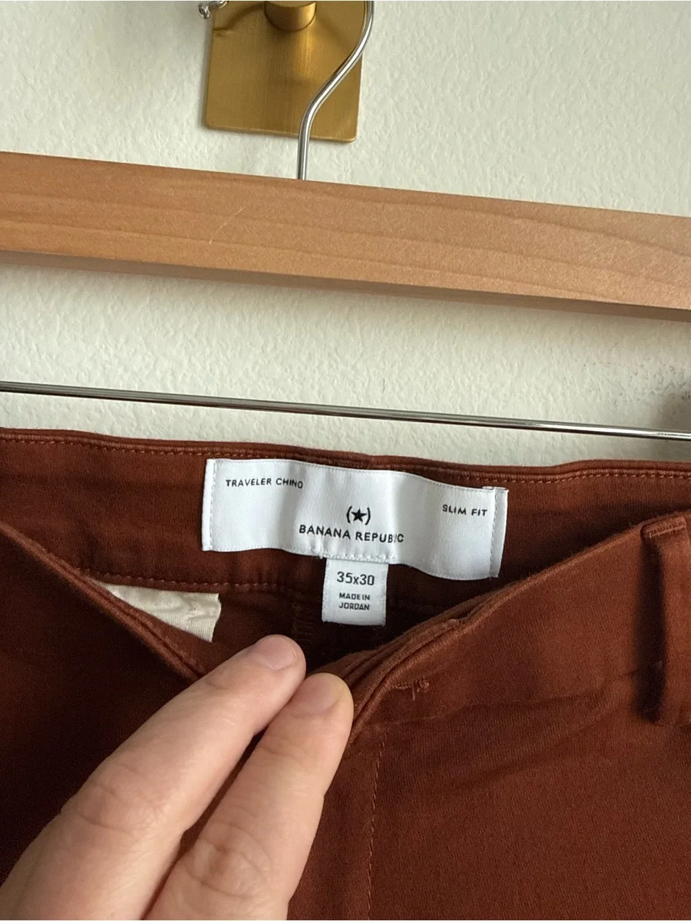 Banana Republic Traveler Chino Slim Fit Pants Rust Men's 35x30